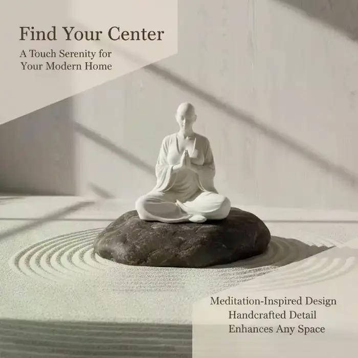 Sculpture de méditation zen blanche, figurine minimaliste, décoration artistique spirituelle, orneme