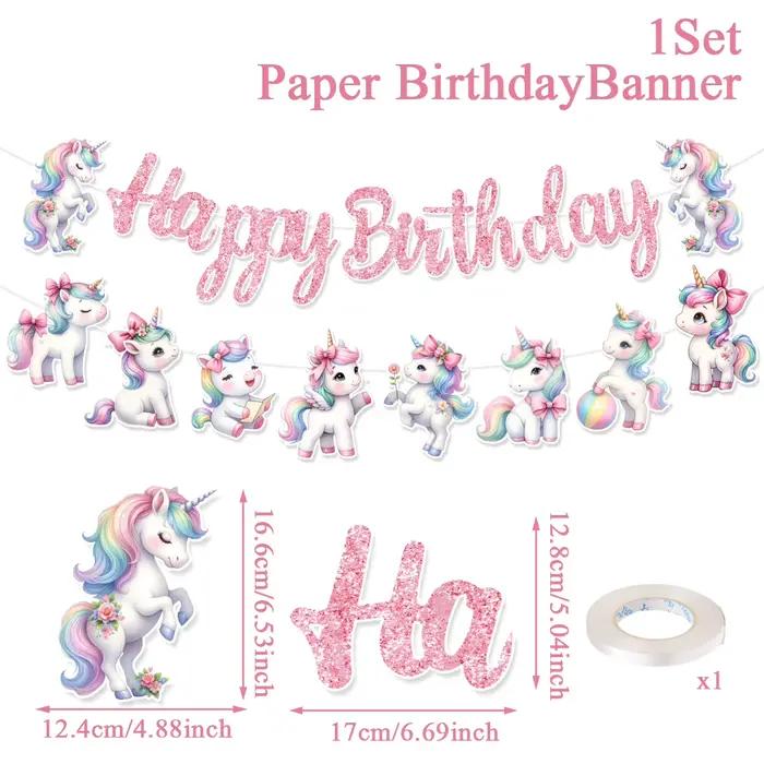 Bannière drapeau licorne arc-en-ciel, décor de fête d'anniversaire pour enfants, guirlande suspendue