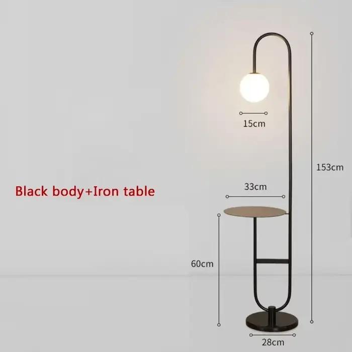 Lampadaire nordique avec étagère Table ronde Art déco lampe de chevet pour salon LED canapé Table ba