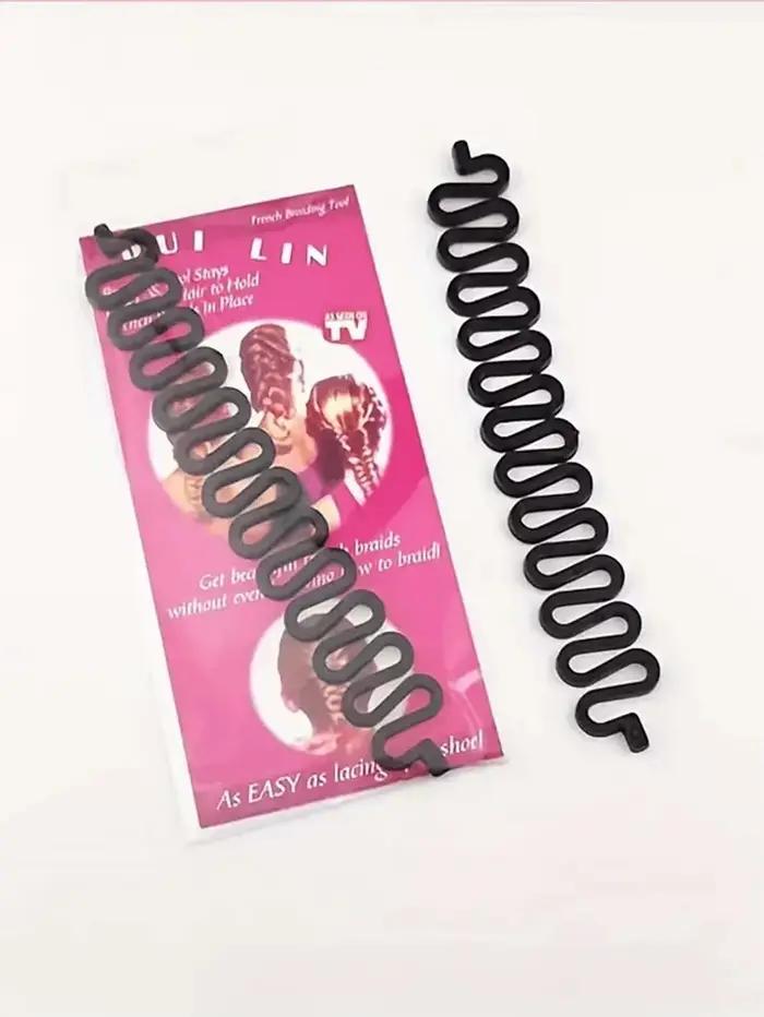 Kit d'accessoires de coiffure magique : Outil de tressage en forme d'arête de poisson pour tresses D