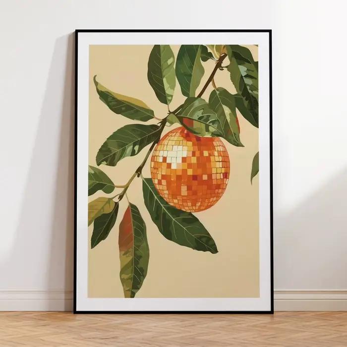 Boule Disco Orange, imprimés d'art mural, peinture sur toile, affiche, image pour décoration de salo