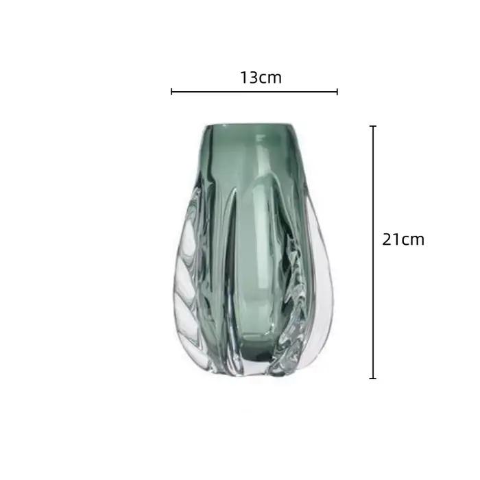 Vase en verre vert transparent, vase en cristal épais, accessoires pour arrangement floral, terrariu