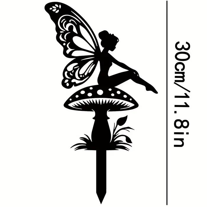 Art déco métal champignon fées jardin thème mur Sculpture elfes maison fer fée décor œuvre signe ext