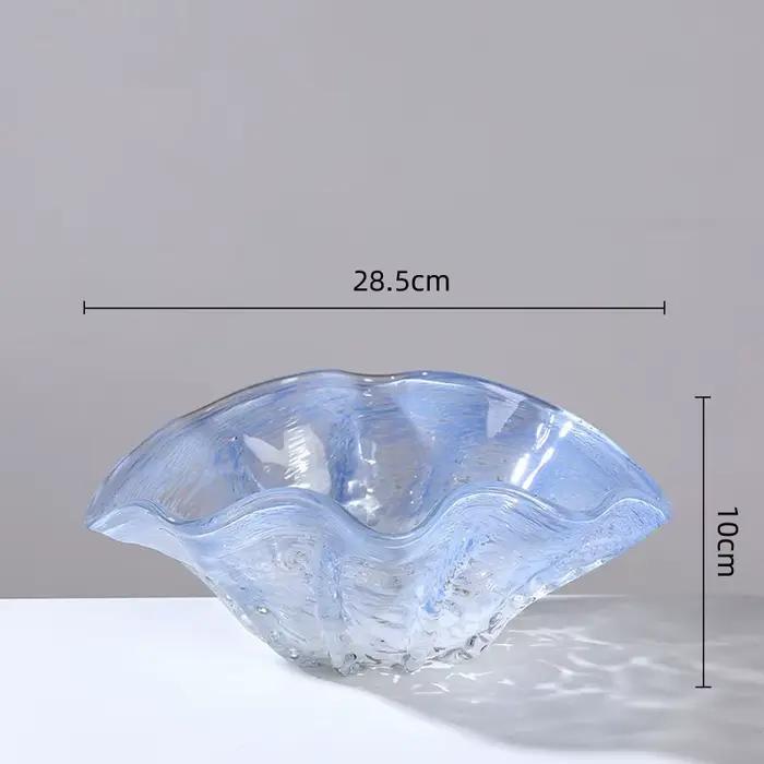 Vase en verre incurvé dégradé bleu, pot à fleurs, plateau à fruits, vases à fleurs, pot transparent,
