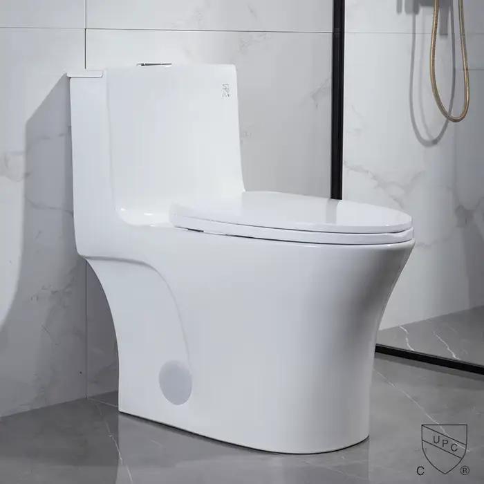 WC monobloc en céramique allongé, siphonique, en porcelaine, de style américain ADA, pour villa