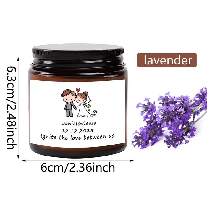 3,5 onces / 70g Souvenir de mariage personnalisé Bougies parfumées personnalisées - un excellent cad