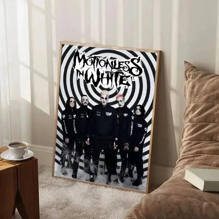 Affiche Music Dark M-Motionless in W-White, peinture murale, art mural pour salon, décoration de la 