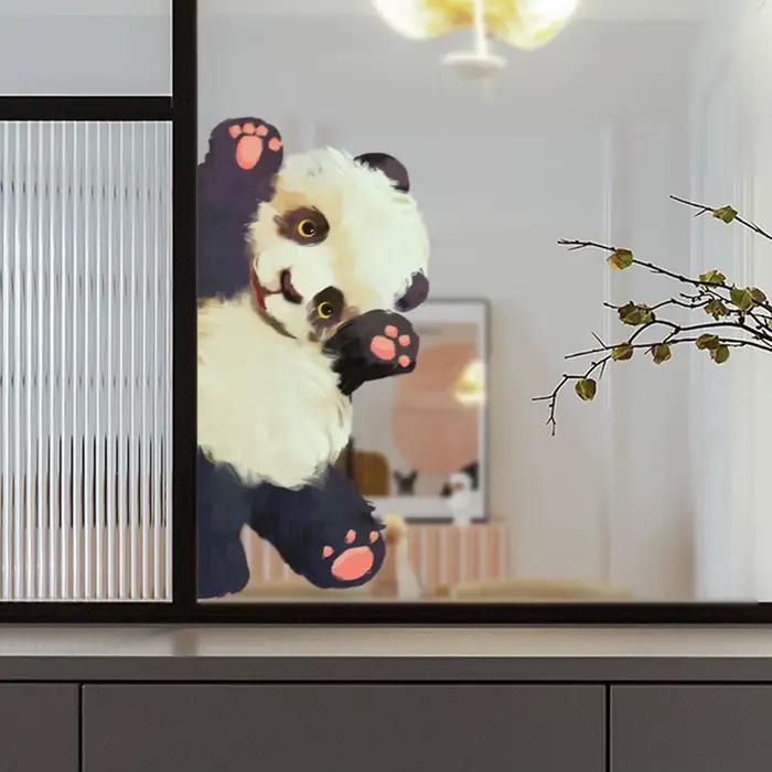 Autocollant mural électrostatique Naughty Panda pour vitres, décoration intérieure, vitrine, porte, 