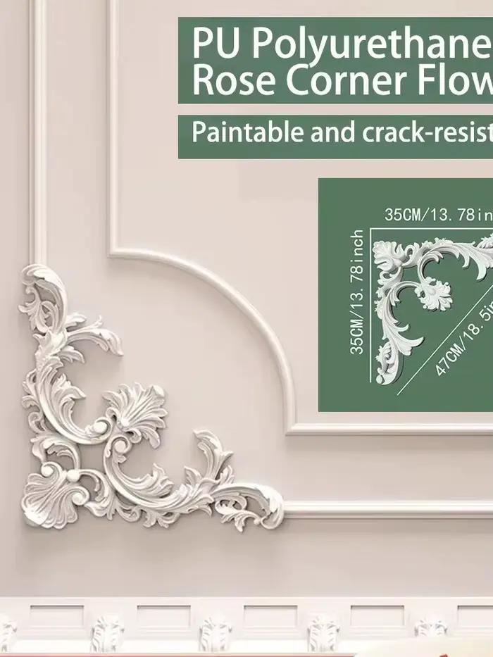Décoration murale en PU, panneau décoratif floral ajouré, moulure murale d'angle, bande de bordure d