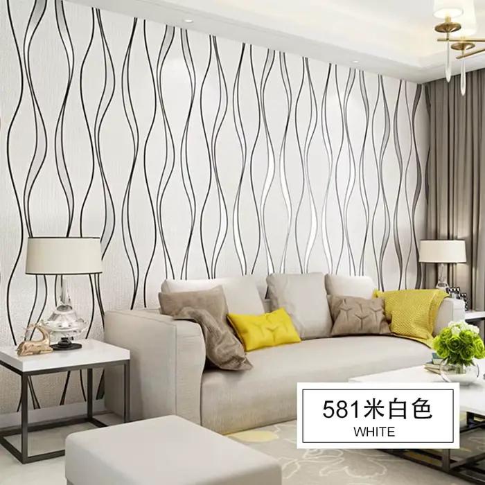 Papier peint à rayures courbes 3D pour salon, décoration de fond TV, maison de luxe