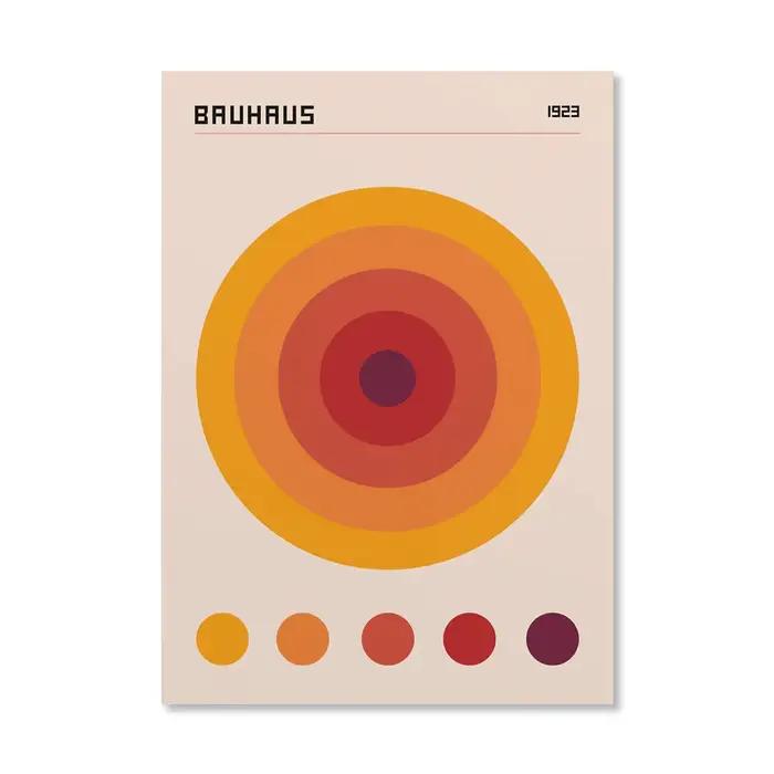 Affiche géométrique Bauhaus abstraite orange, Pop Art, impression de l'aube et de vélos, pour décora