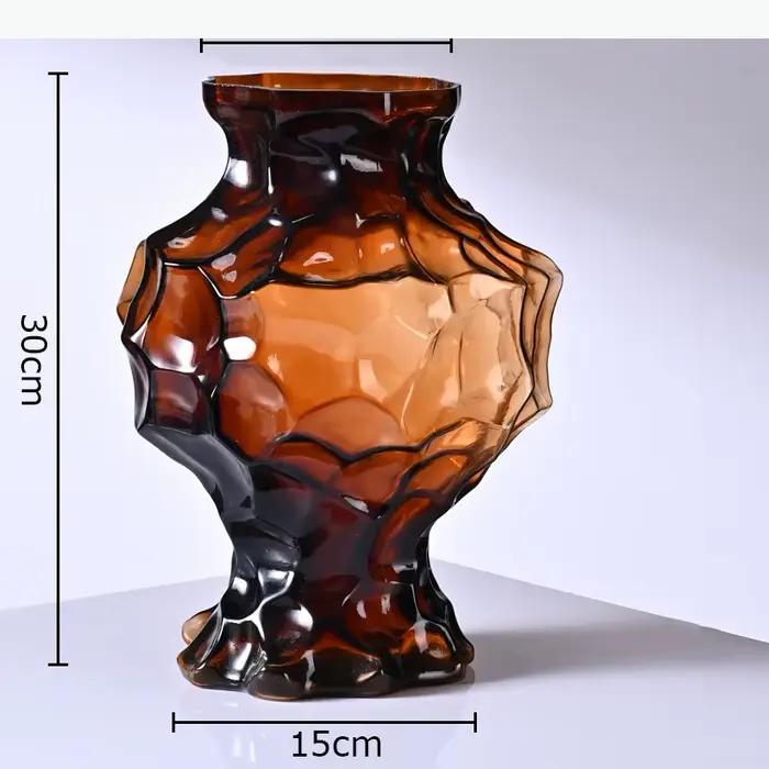 Vase en verre froissé irrégulier, arrangement floral décoratif, décoration de bureau, pots à fleurs,