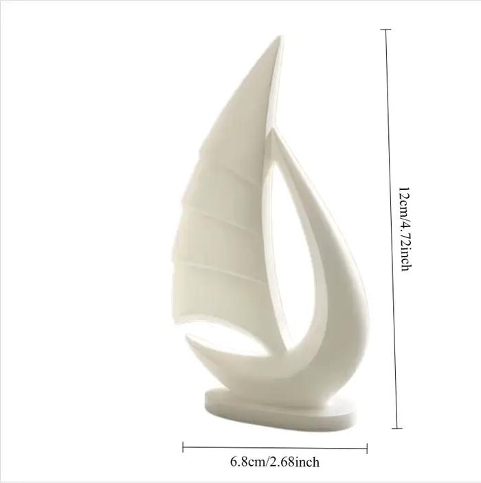 Nouveauté 2026 : Sculpture de voilier blanc minimaliste imprimée en 3D, statue de yacht nautique mod