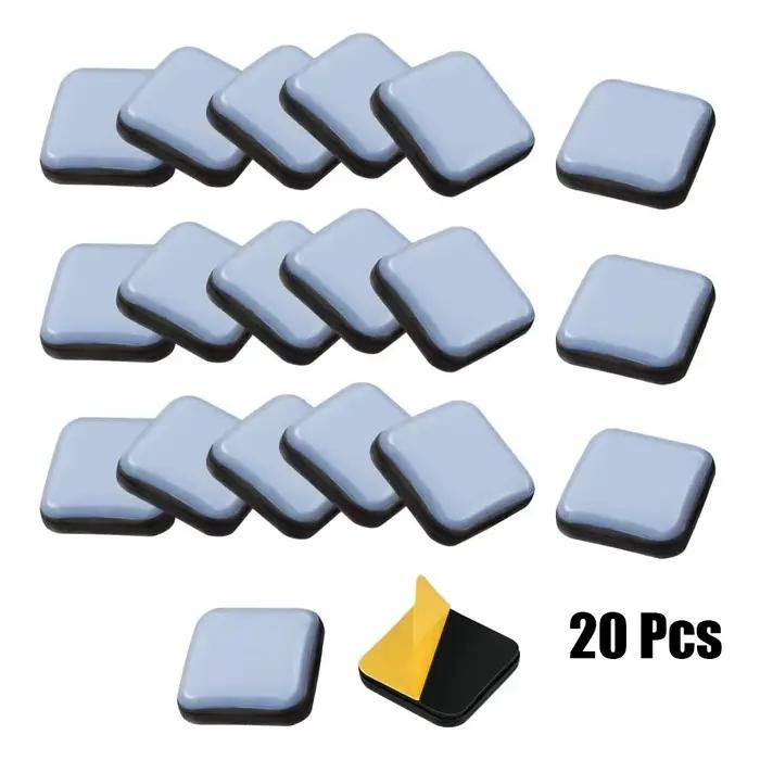 20 pièces pieds planeur patins coulissants meubles de maison curseurs meubles planeurs PTFE carré pl
