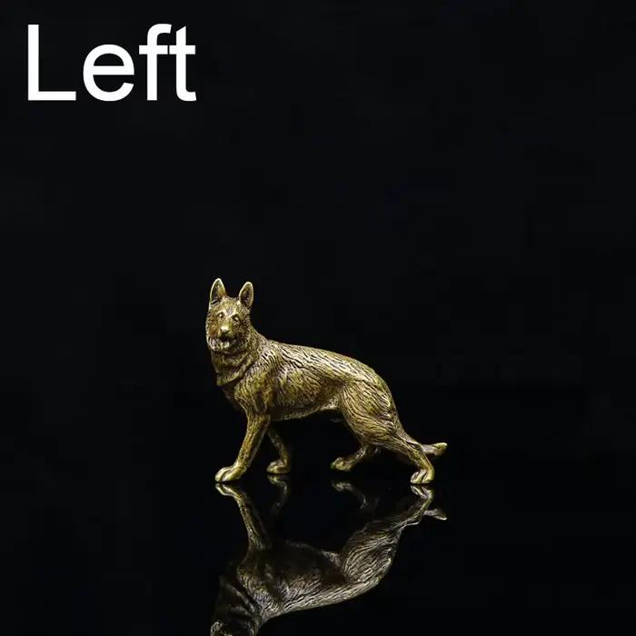 Statue de loup en laiton créative, Simulation d'animal Vintage, accessoires de figurine en métal, dé