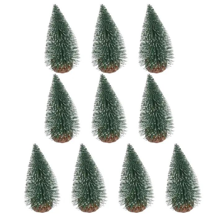 Mini décoration d'arbre de noël de 10Cm, 10 pièces, avec pin couvert de neige, ornements DIY pour Ba