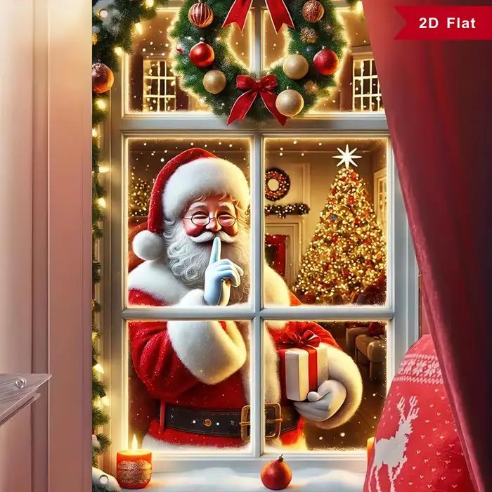 Décorations de fenêtre joyeux noël – Toile de fond de noël, arrière-plan de Photo de père noël, couv