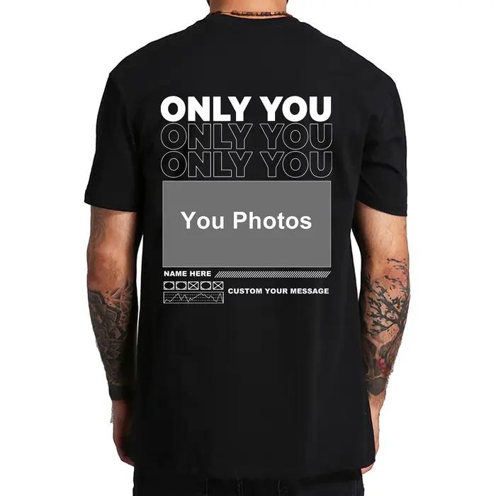 T-shirt en coton doux avec photo personnalisée pour homme, cadeau de petit ami, collage de la Saint-