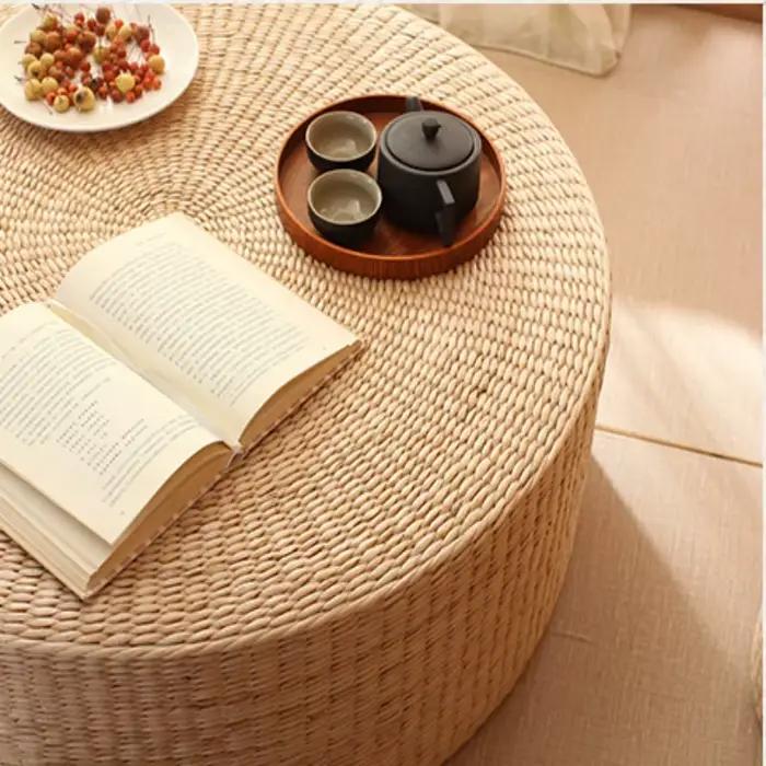 Coussin de siège Futon tissé en paille fait à la main, tatami de style japonais, tapis de méditation