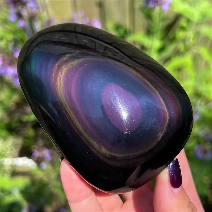 1 pièce de cristal d'obsidienne arc-en-ciel rare de forme libre, cadeaux en cristal parfaits pour le