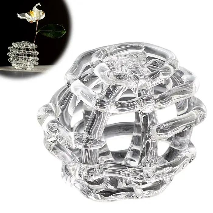 Vase en verre transparent, design inspiré du zen, vase à fleurs hydroponique unique, décoration mini