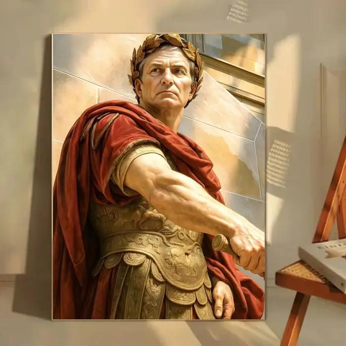 Affiche classique de portrait impérial romain G-Gaius Julius Caesar, autocollant mural HD imperméabl