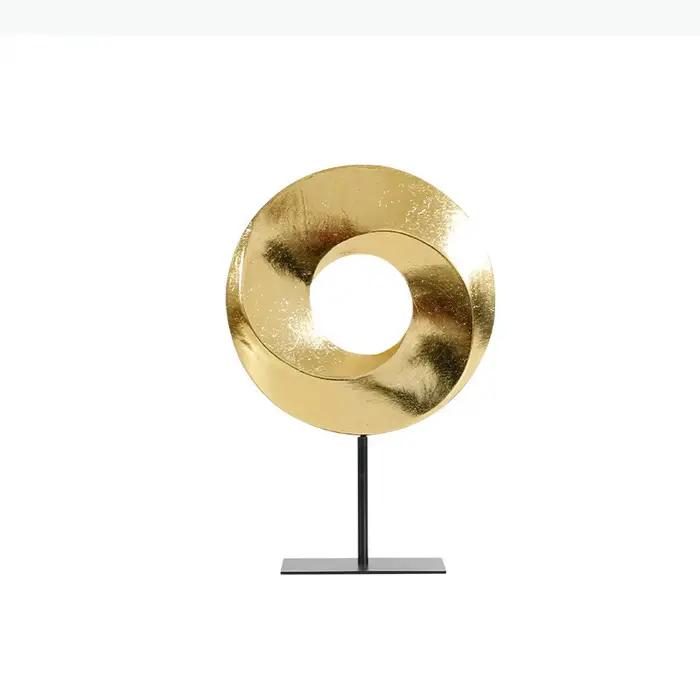 Ornements géométriques créatifs en cercle doré, décoration de bureau, sculpture artisanale abstraite minimaliste en résine, décoration esthétique de la pièce