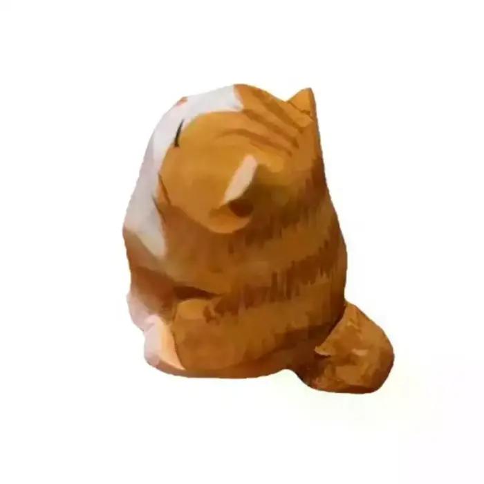 Statue de chat en bois sculptée à la main