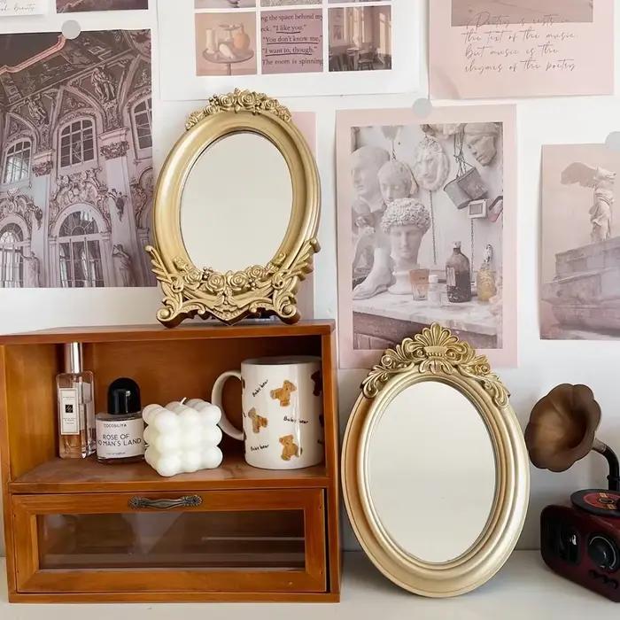 Miroir de Table à cadre sculpté de Style palais français rustique