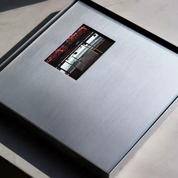 Cadre photo carré Bauhaus, argent mat, support pour photos artistiques, cadre d'affichage moderne minimaliste pour mur, cadres décoratifs en acier inoxydable
