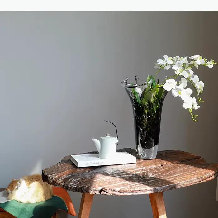 Vase en verre à bords ondulés, pots à fleurs transparents pour hydroponie, décoration de table, arrangement floral, vases floraux, décoration esthétique de la pièce