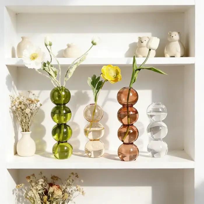 Vase en verre coloré nordique pour arrangement floral hydroponique