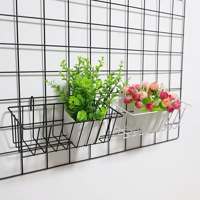▪ Panier de rangement décoratif en métal, support mural en grille de fer DIY pour pot de fleurs, étagère suspendue, cadre mural en maille, présentoir, décoration intérieure