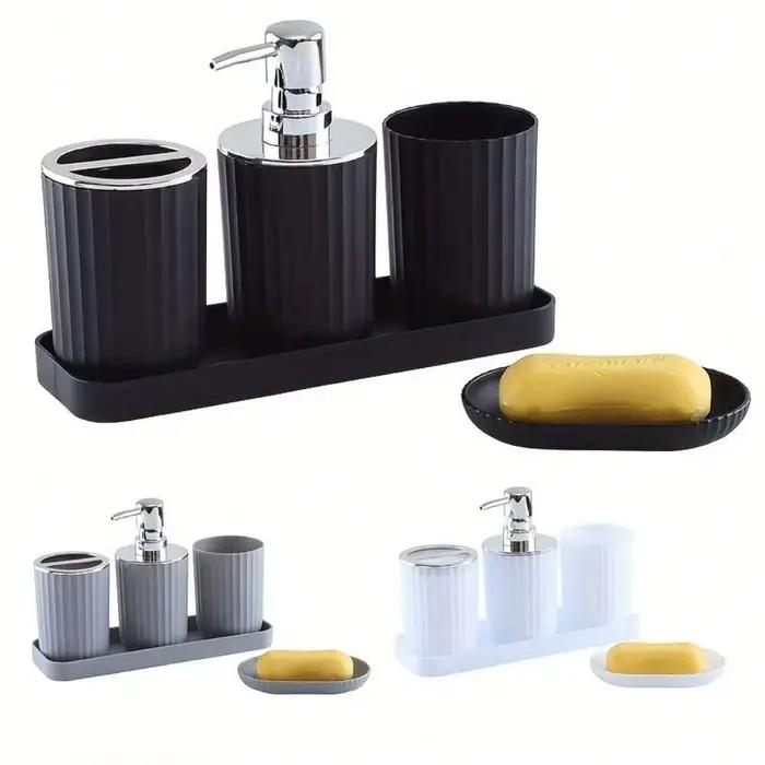 Ensemble d'accessoires de salle de bain luxueux, complet avec tasse de bain de bouche, porte-savon, distributeur de savon liquide, porte-brosse à dents, 1 ensemble