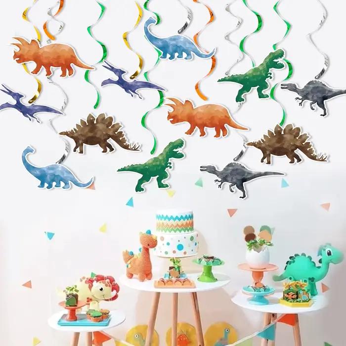 Guirlande de bannière de dinosaure, décor de fête de dinosaure, tourbillons suspendus, fournitures de décoration pour fête d'anniversaire pour enfant