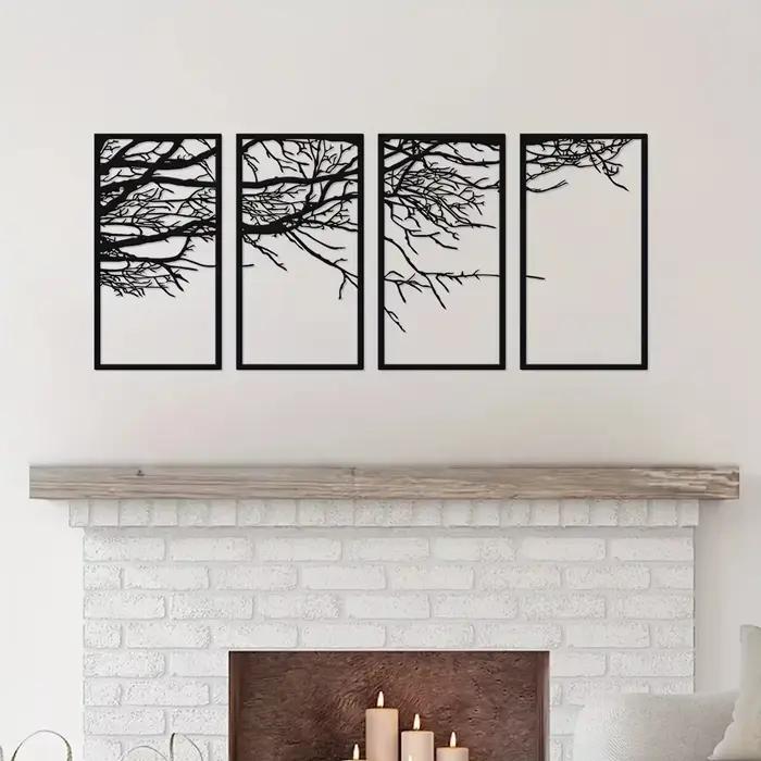 Art mural arbre de vie en métal noir
