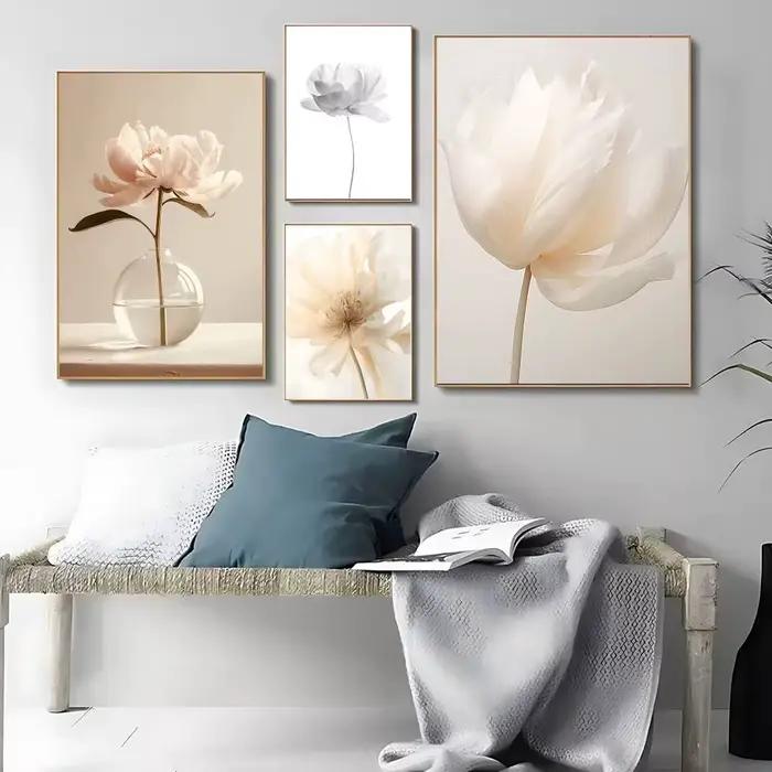 Affiche de fleurs de pivoine Beige nordique