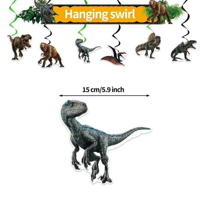 Décorations de fête d'anniversaire sur le thème des dinosaures, comprenant une bannière, un topper pour gâteau, des spirales suspendues et des ballons, parfaites pour les cadeaux de fête pour enfants 