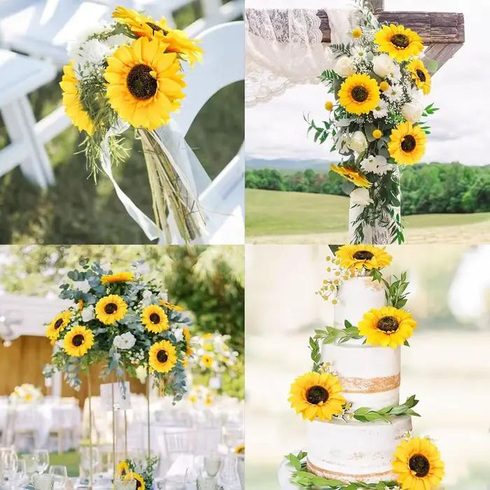 Fleur artificielle Tournesols Accueil Vase Jardin Maison Chambre Table Automne Halloween Decora Mariage Bouquet Festival En Plein Air Bricolage Cadeaux