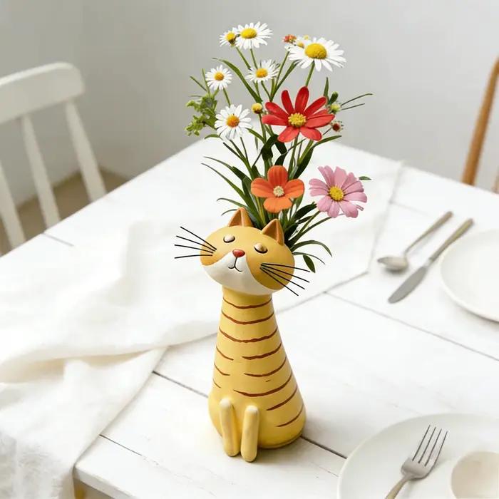 Vase à fleurs en forme de chat mignon