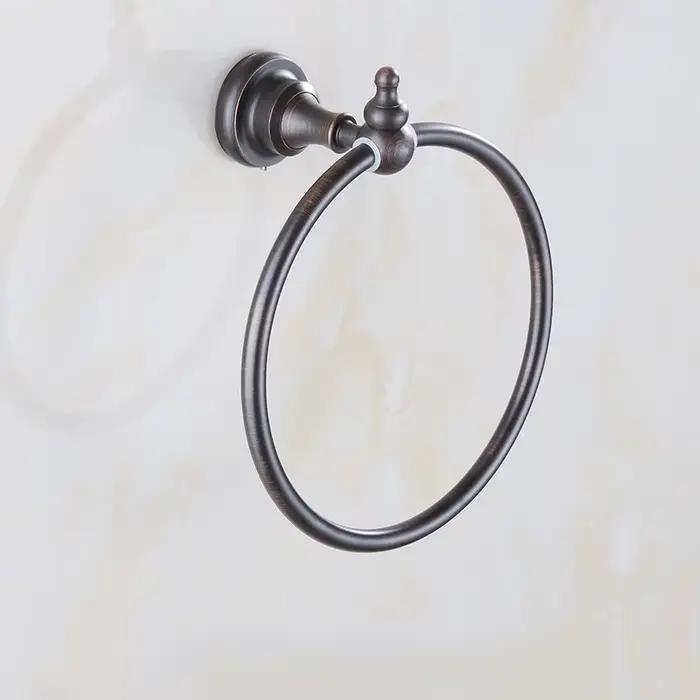 Ensemble d'accessoires ménagers en bronze frotté à l'huile, étagère à serviettes, porte-serviettes, porte-papier hygiénique, ensembles de quincaillerie de bain muraux