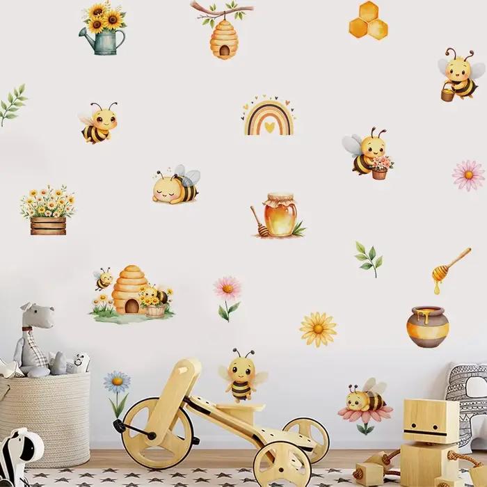 Boho Cartoon équation fleurs Stickers muraux pour chambre d'enfant