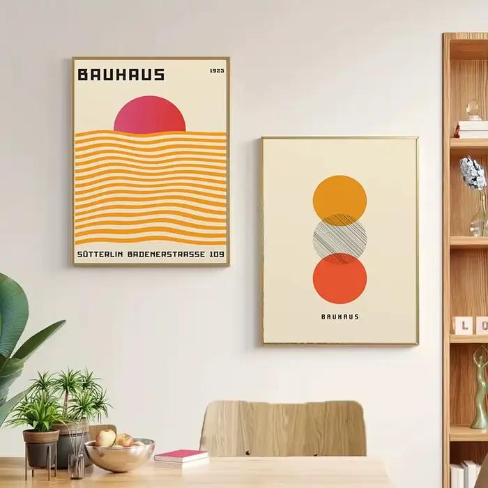 Affiche géométrique abstraite Orange Bauhaus