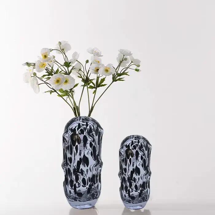 Vase en verre transparent coloré à points ondulés irréguliers, pour hydroponie, terrarium, pot de fleurs, accessoires de décoration de chambre