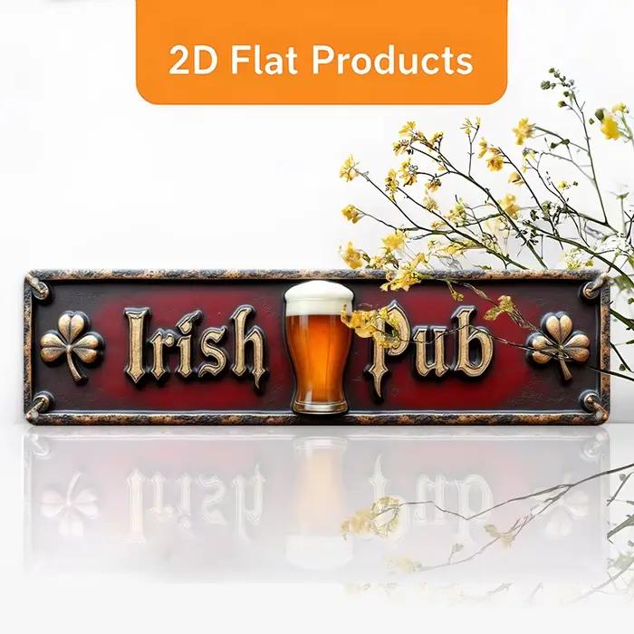 Panneau mural plat 2D en métal pour Pub irlandais Vintage