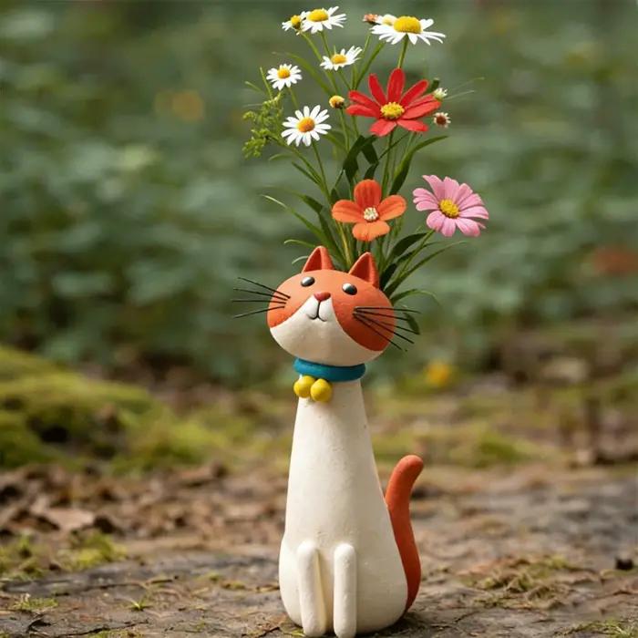 Vase à fleurs en forme de chat mignon
