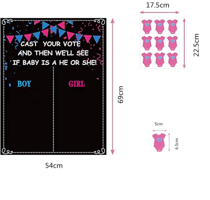 Tableau de vote pour révélation du sexe du bébé (garçon ou fille) avec autocollants, affiche de vote « Il ou Elle » pour nouveau-né, décoration pour baby shower et fête d'anniversaire
