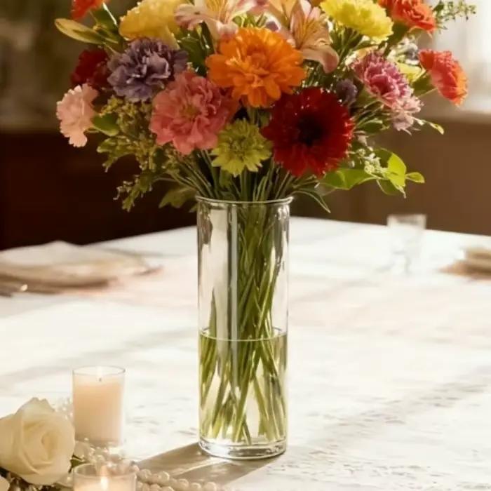 Vase cylindrique en plastique transparent