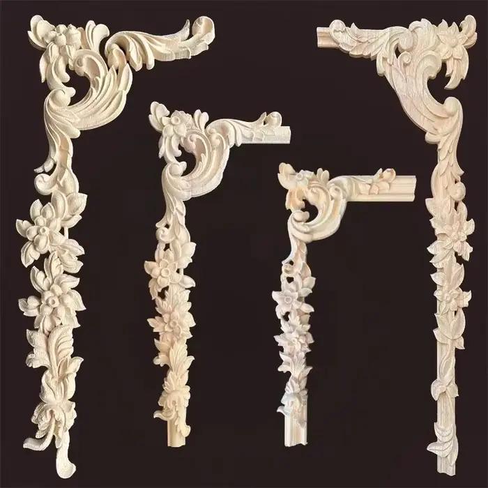 Appliques en bois sculpté style européen pour décoration intérieure bricolage et embellissement de meubles occasions spéciales