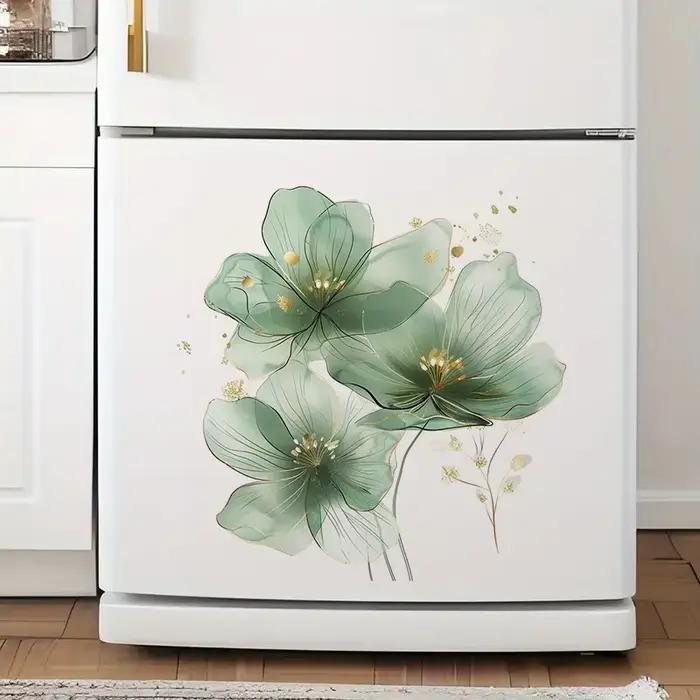 Autocollants de toilettes à fleurs vertes modernes pour salon mur chambre à coucher décoration maison voiture auto adhésifs